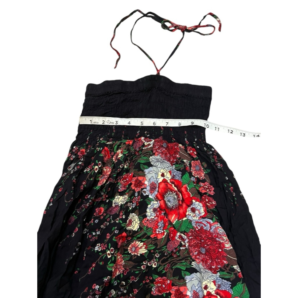 Women's Unbranded Floral Kerchief Dress S/M Black Red Halter or Strapless - Picture 6 of 8